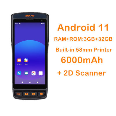 Ανθεκτικό PDA Android 11 Mobile Terminal Παράχειας 2D εκτυπωτής γραμμικών κωδικών με μπροστινή κάμερα 8MP και ιδιωτικό καλούπι